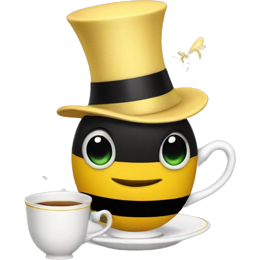 Dancing Bridgerton Bee with top hat and tea cup emoji