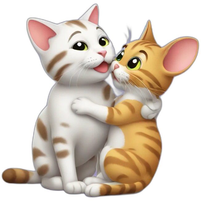 cat kisses mouse emoji