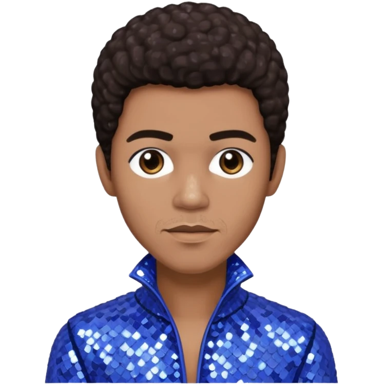 Bobby Farrell from Boney M with dark brown hair, periwinkle sequin outfit emoji