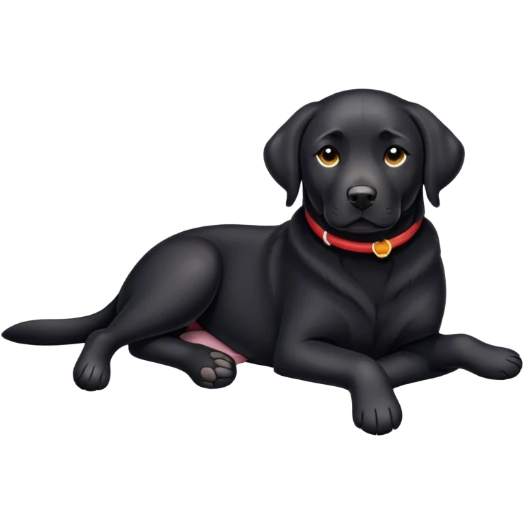 Black lab laying with crossed paws emoji