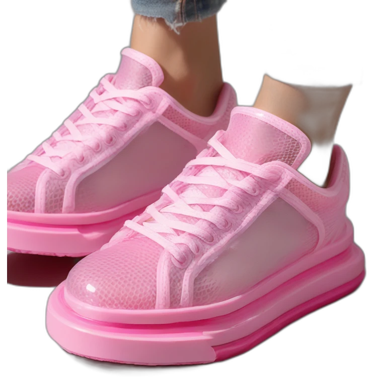 Ribber-trimmed mesh pvc sneakers crimsom emoji