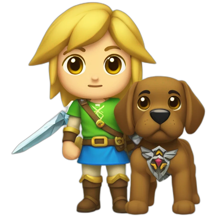zelda con un perro en sus brazos emoji
