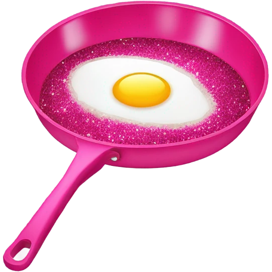 Hot pink frying pan with glitter cooking egg  emoji