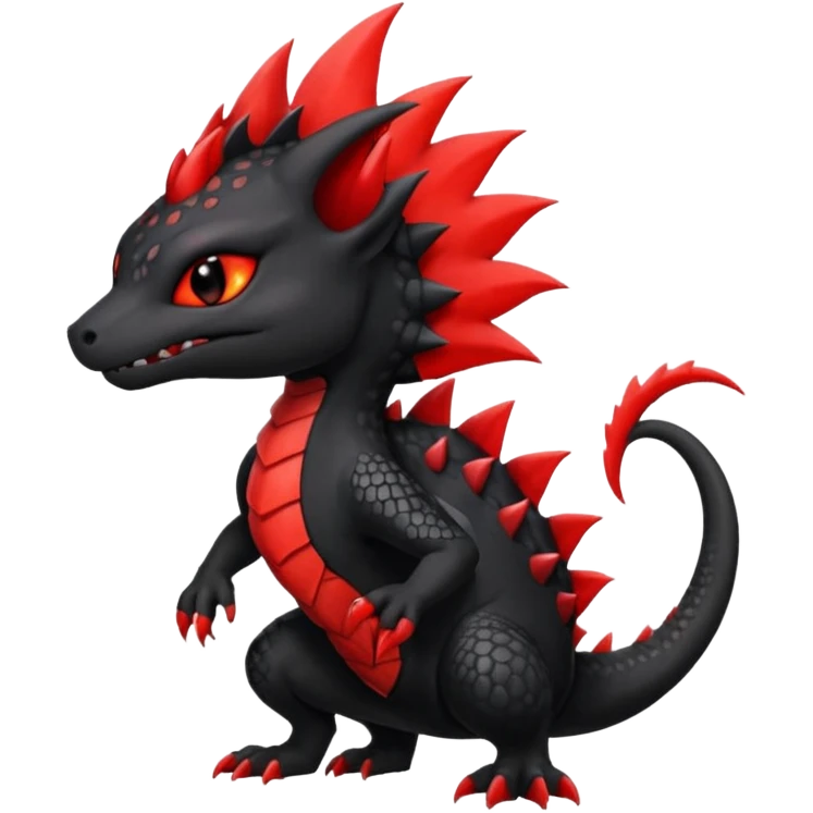 Fiery gothic evil black and red salandit-Liten-torracat with a red Mohawk  emoji