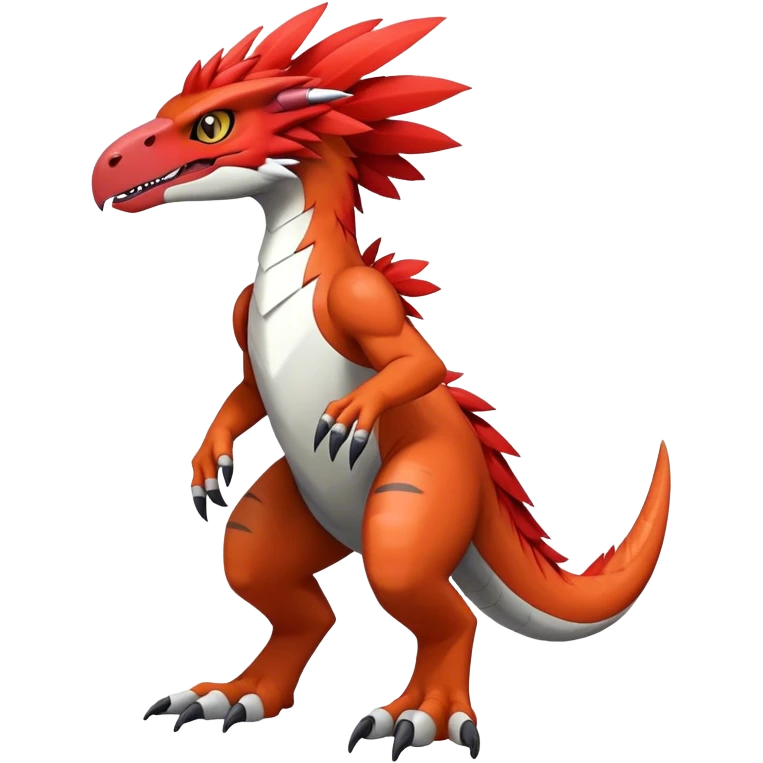 Furry feather-mane Cool Edgy shiny Digimon-Fakemon-Guilmon-Velociraptor full body   emoji