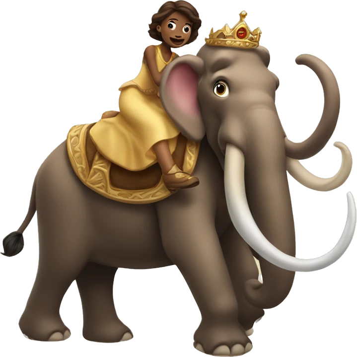 Princess riding a cute Mammoth  emoji