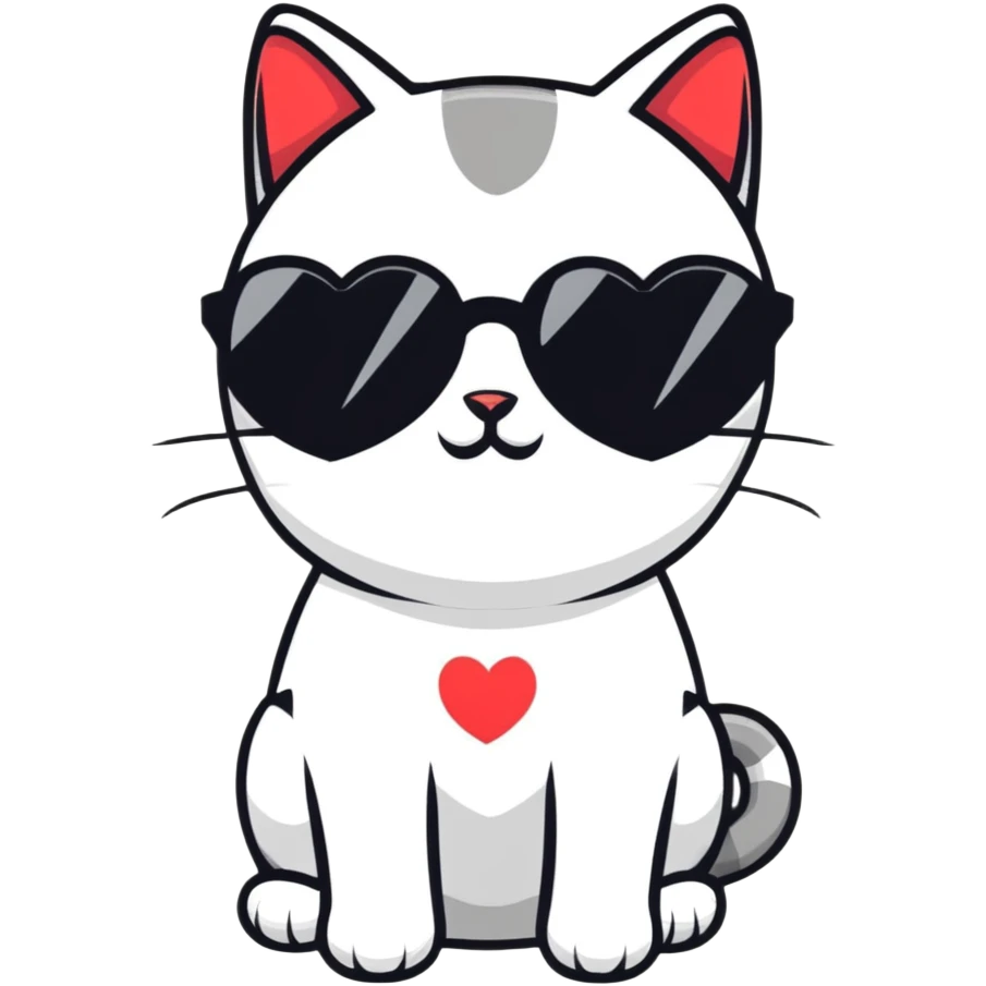 Cat wearing rainbow heart-shaped sunglasses emoji