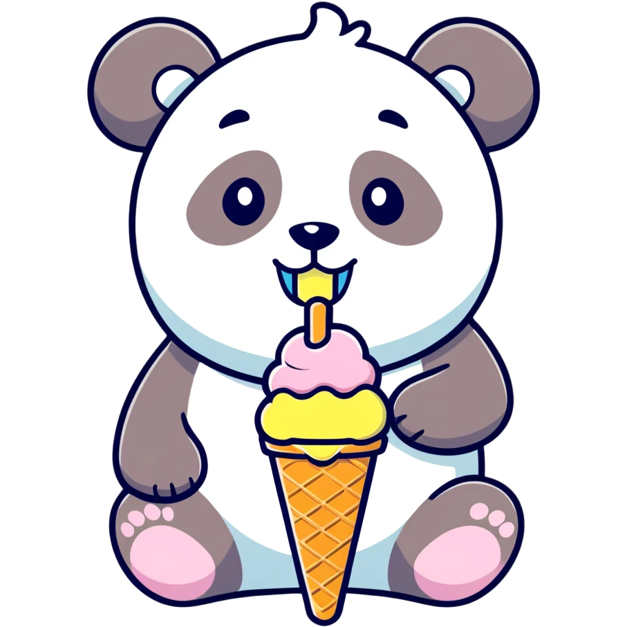 Panda eating ice cream emoji