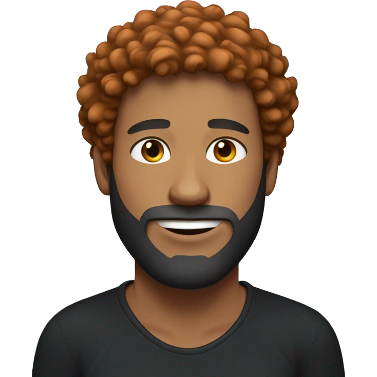 fair skin, Red-haired man with curly hair and a beard, wearing a black Nike t-shirt  emoji