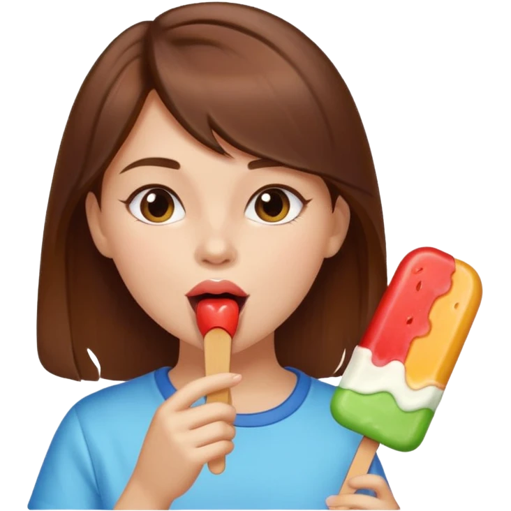 Brown hair Girl licks popsicle  emoji