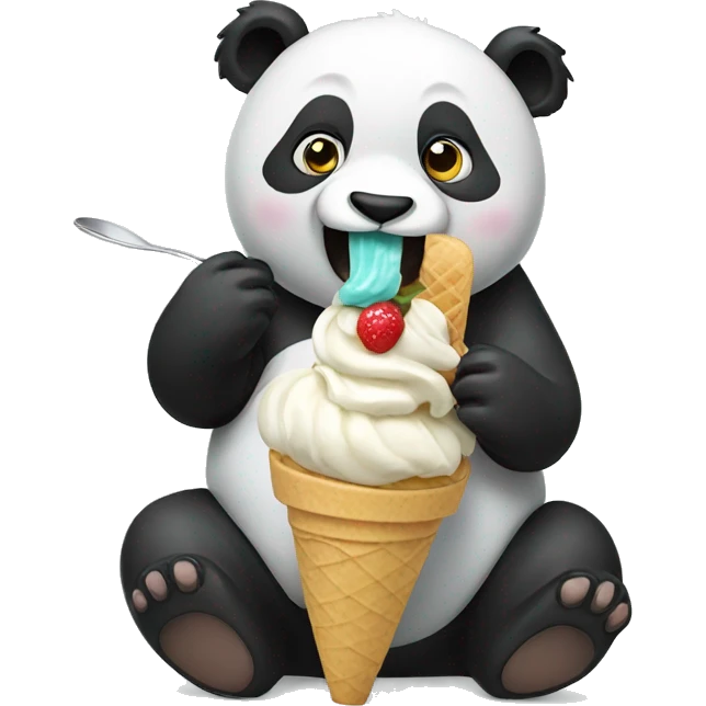 Panda eating ice cream emoji