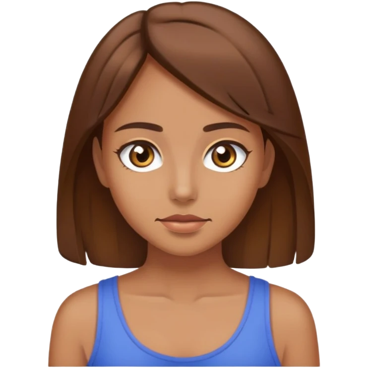 A girl with brown hair and eyes. Tan skin. Doing the 🤷‍♀️  emoji