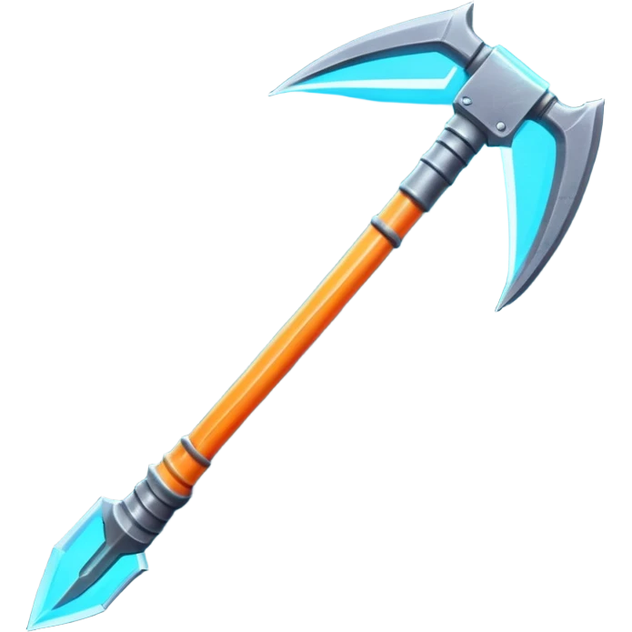 futuristic space mining pickaxe, glowing energy blade, sci-fi metal handle, neon accents, 3D cartoon, mobile game icon, clean background, no text, no watermark

 emoji