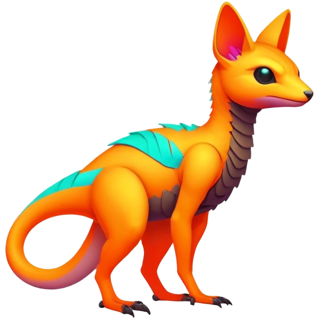 futuristic lush warm-colored neon-colored Fakémon-Trico-creature (full body) emoji