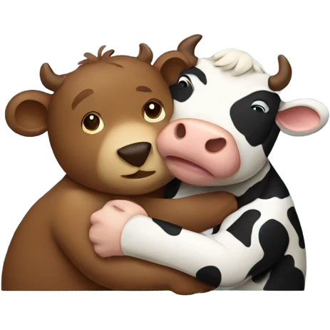 Bear hugging a cow emoji