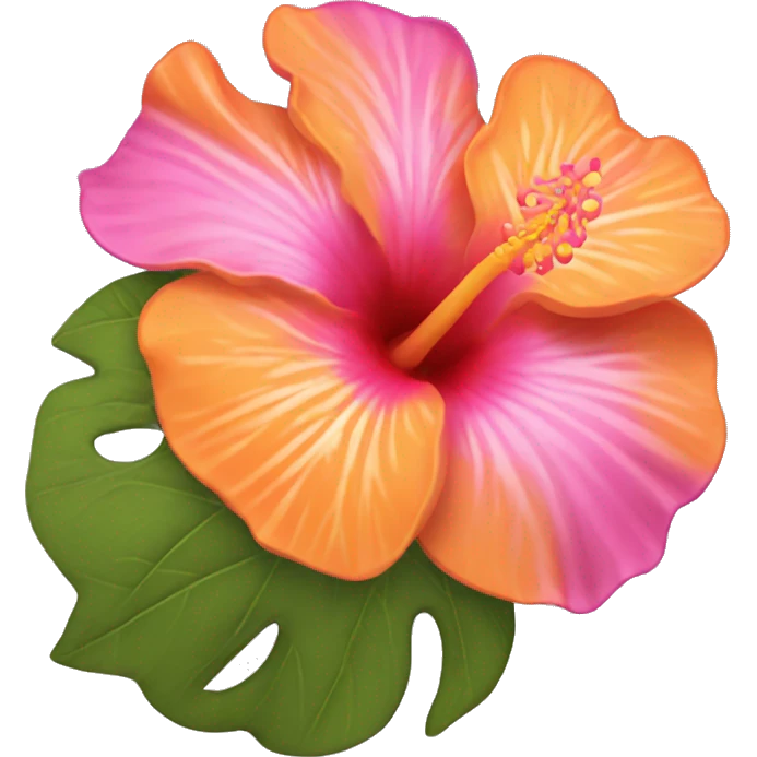Orange and pink hibiscud emoji