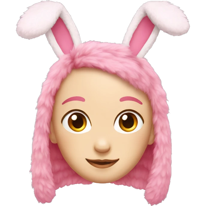 Pink fluffy bunny ears headband emoji