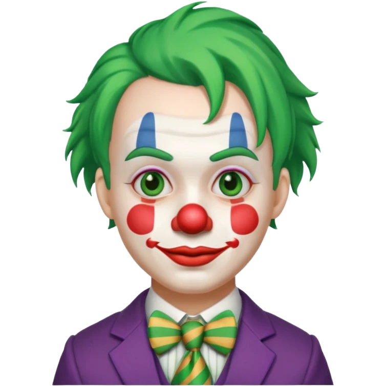 Clown with striped tie, green hair emoji