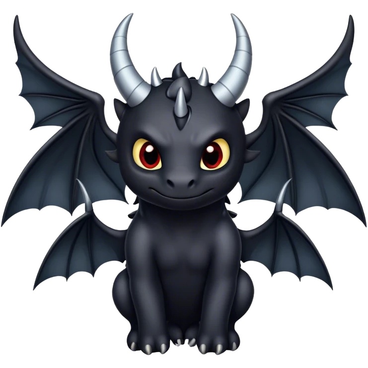 Night Fury with horns on its head and hooks on the edge of the wings emoji