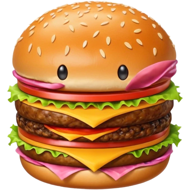 hamburger character with eyes and mouth emoji