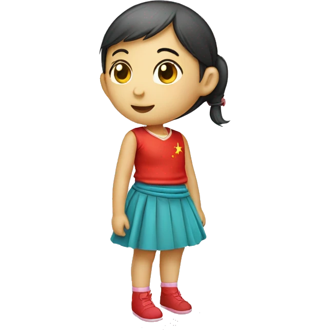 chinese little girl skirt, side view emoji
