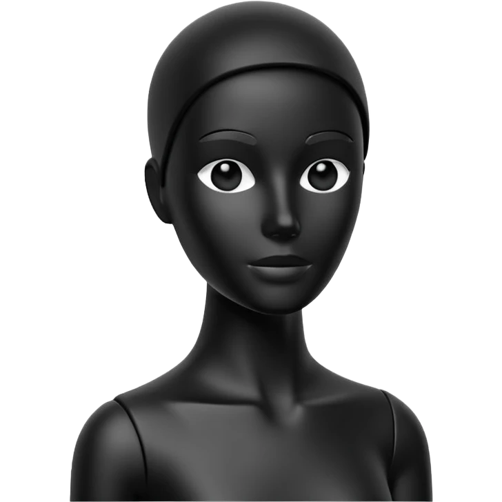 Minimalistic flat vector icon, iOS style, thin black contour on white background. Matte black mannequin in front of in 3D monochrome style. emoji