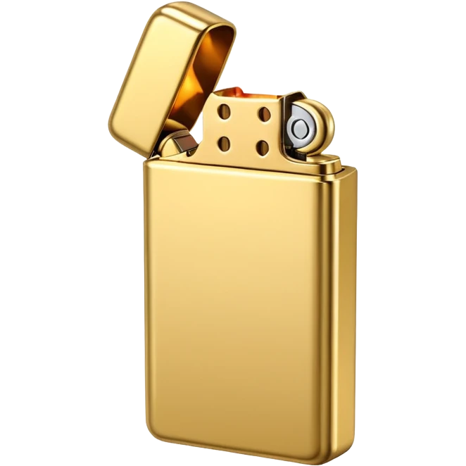 emoji icon of a golden metallic lighter minimalist white background emoji