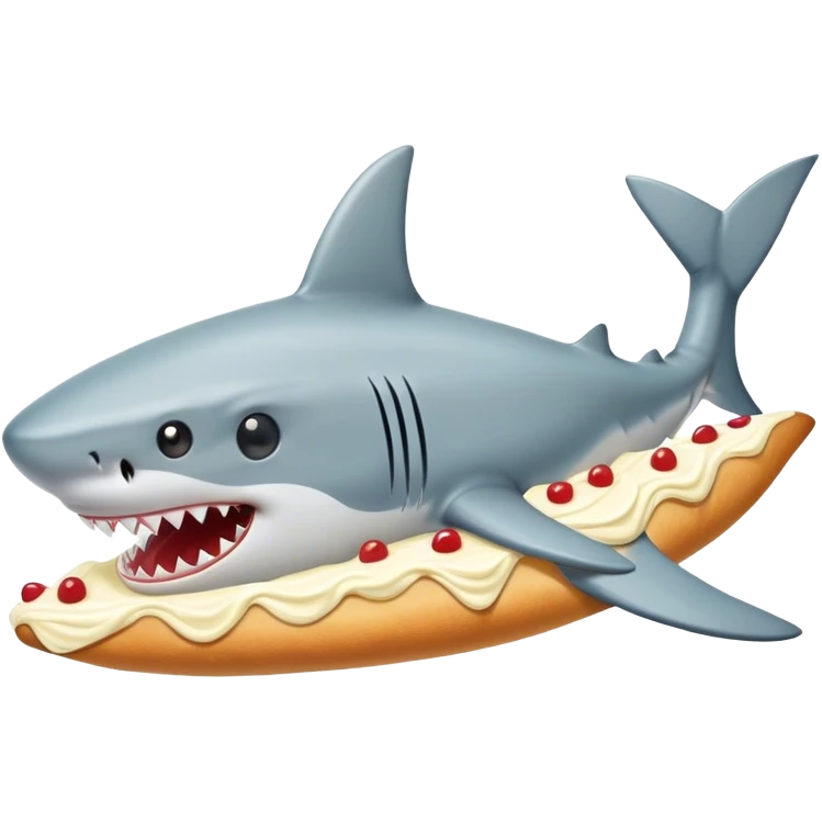 shark eats a slice of vanilla Cake roll  emoji