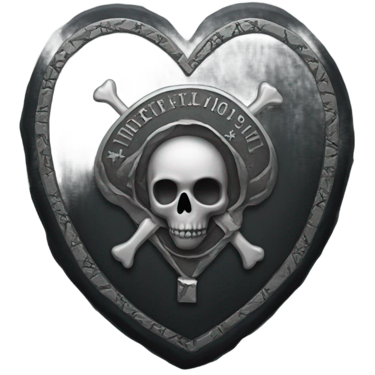 a black tombstone with the inscriptions in silver RIP  silver heart in the center emoji