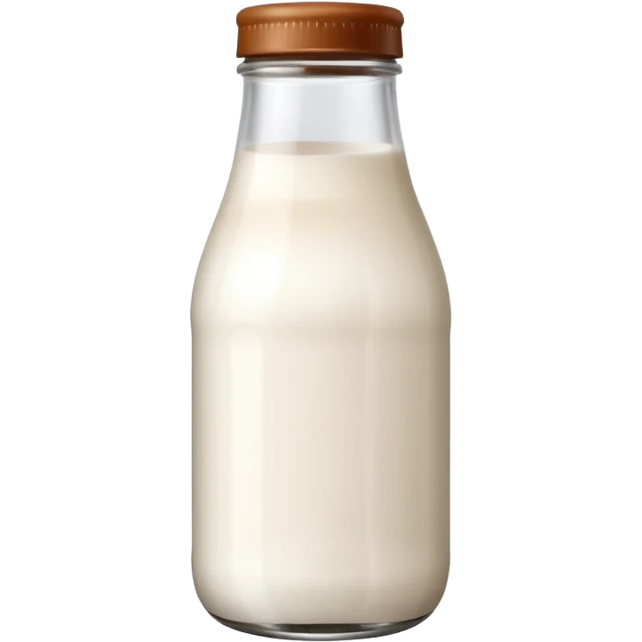 Cute glass milk bottle, white milk, brown cap emoji
