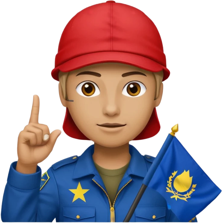 Red with tactical capholding bosnia flag one finger up emoji