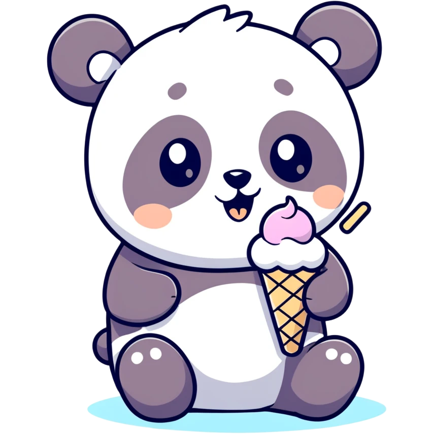 Panda eating ice cream emoji