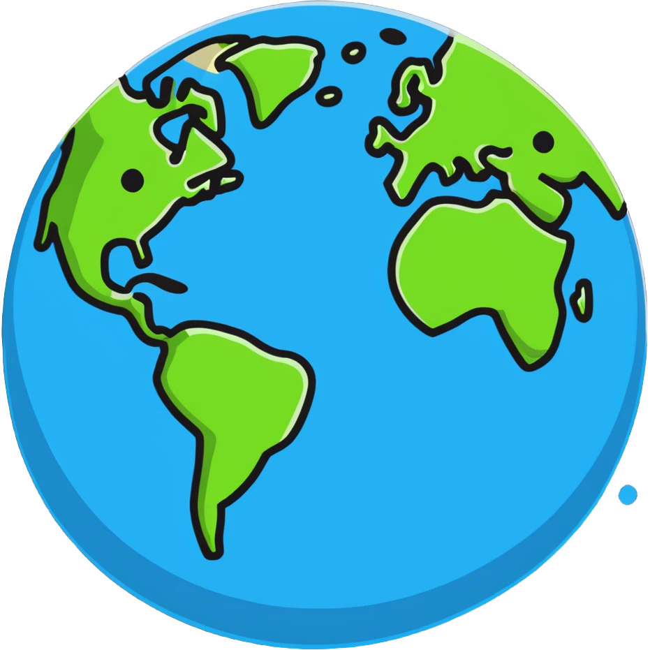 earth planet with continents and oceans emoji