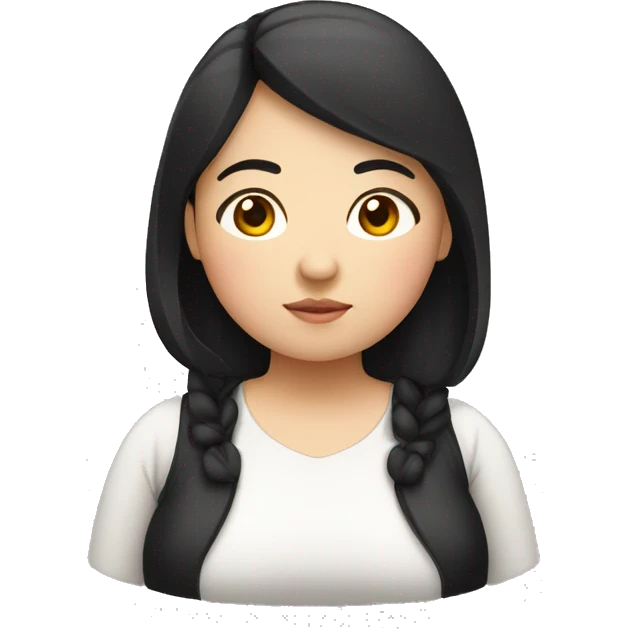 little overweight asian woman with black  hair, make emoji from shoulders, use one photo  emoji