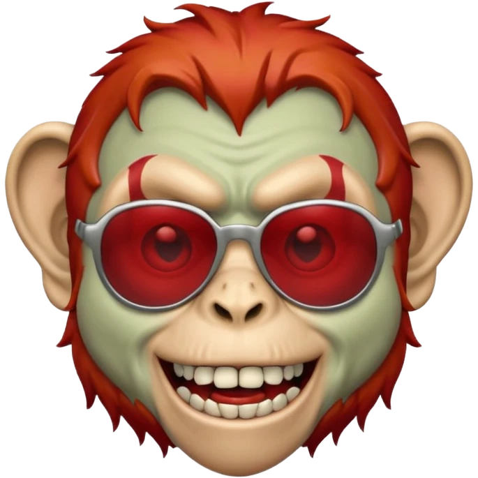 Zombie monkey with sun glasses and red hair and joker nose hungry  emoji