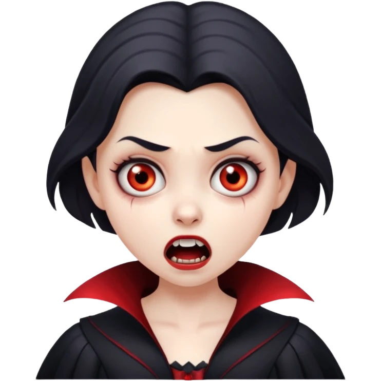 Cartoon vampire girl with a scared and shocked expression emoji