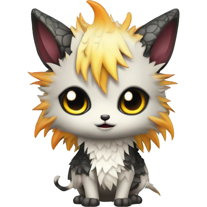 an edgy cute kawaii vernid-fionbri with splash patterns full body emoji