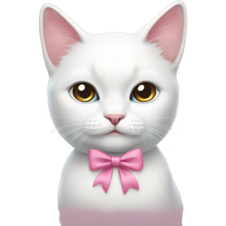 White cat pink bow emoji