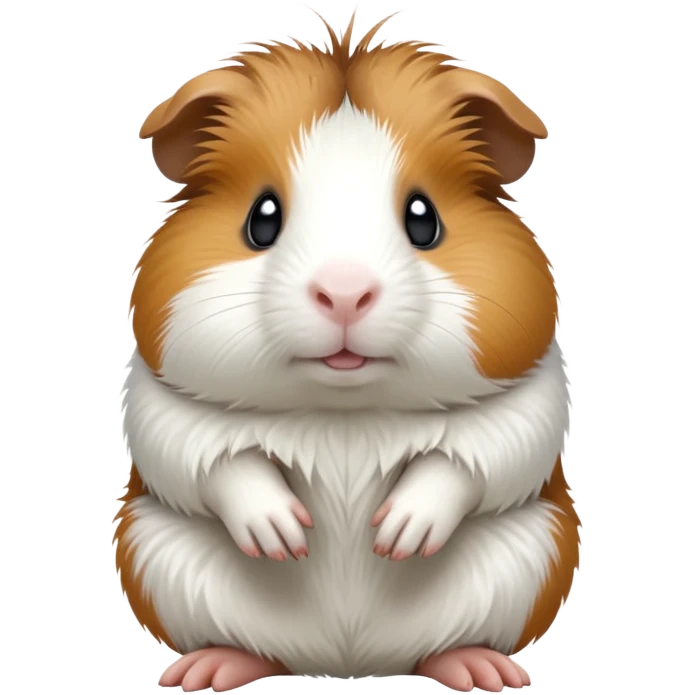 cinematic-[guinea pig]-realistic-full-body-sitting-emoji,-tiny-paws-tucked-close,-head-tilted-dramatically,-fluffy-[solid white]-fur,-simplified-yet-realistic-focused-features,-highly-detailed,-glowing-with-an-almost-sarcastic-glow emoji