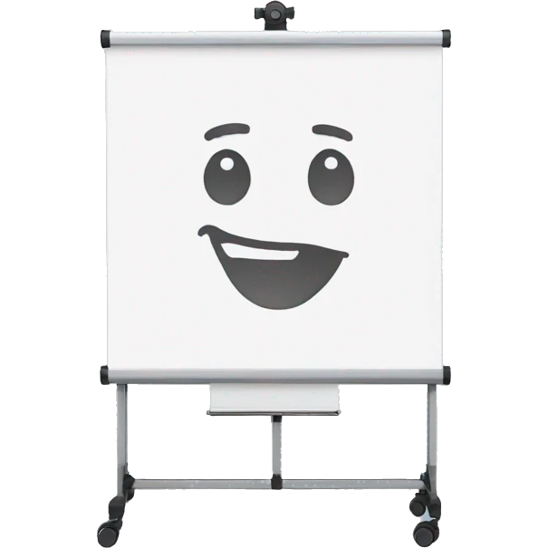 whiteboard on stand with wheels emoji