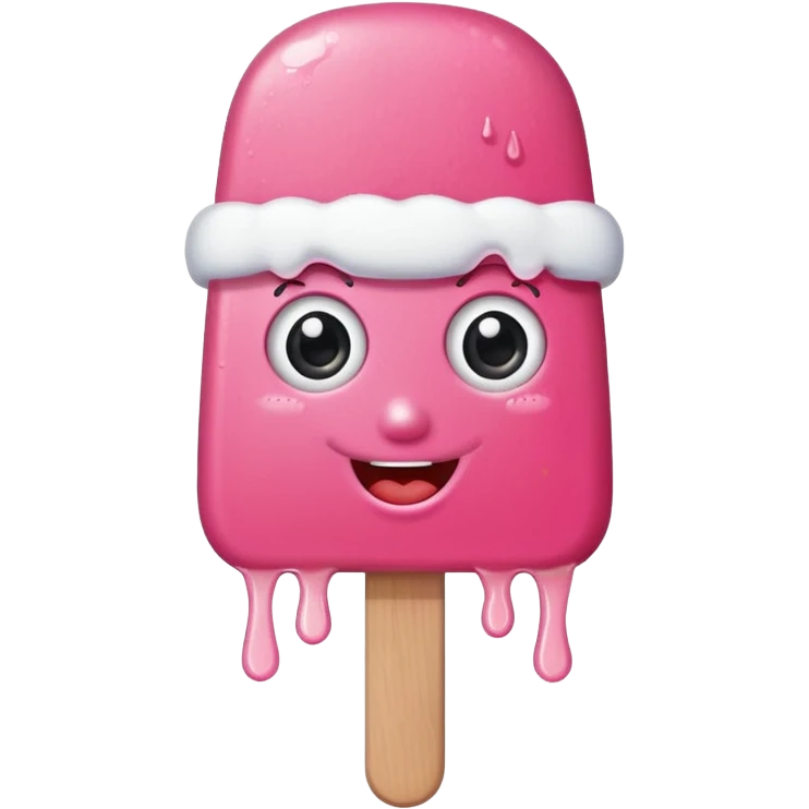 happy pink popsicle with eyes and white beanie emoji