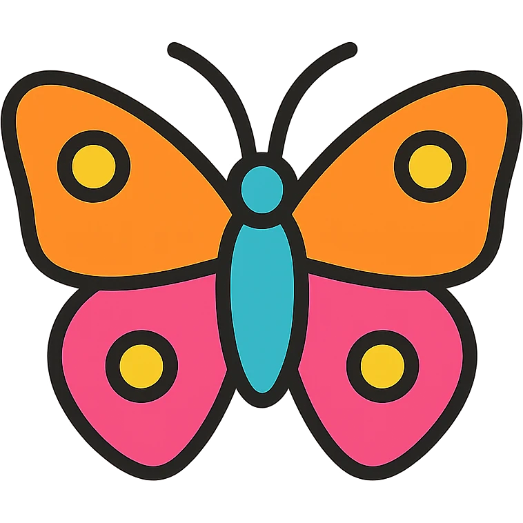 butterfly, color outline icon style, clean lines, simple, modern emoji
