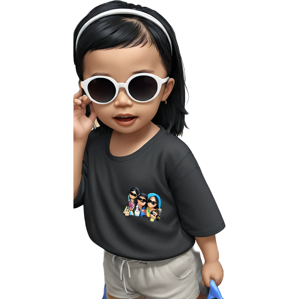 girl with black hair sunglasses emoji