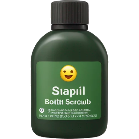 bottle of scalp scrub with label emoji