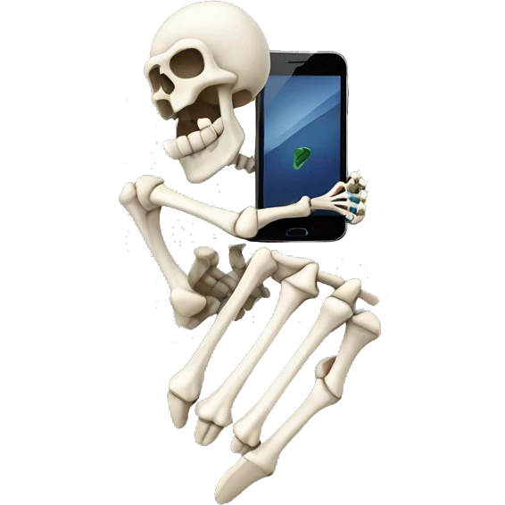 skeleton hand holding a mobile phone emoji