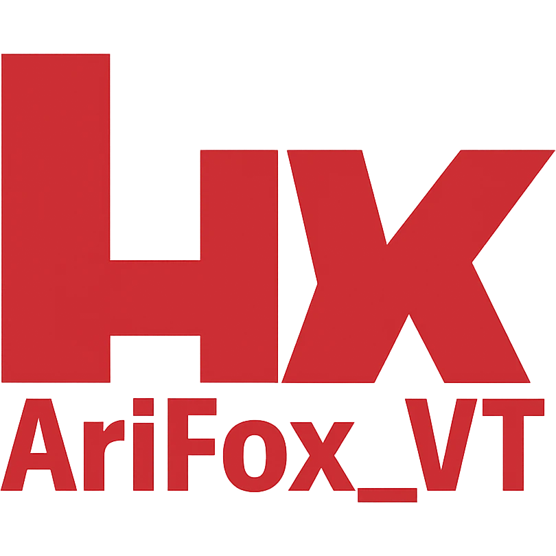 the H&K logo, except the letters say "AriFox_VT" emoji
