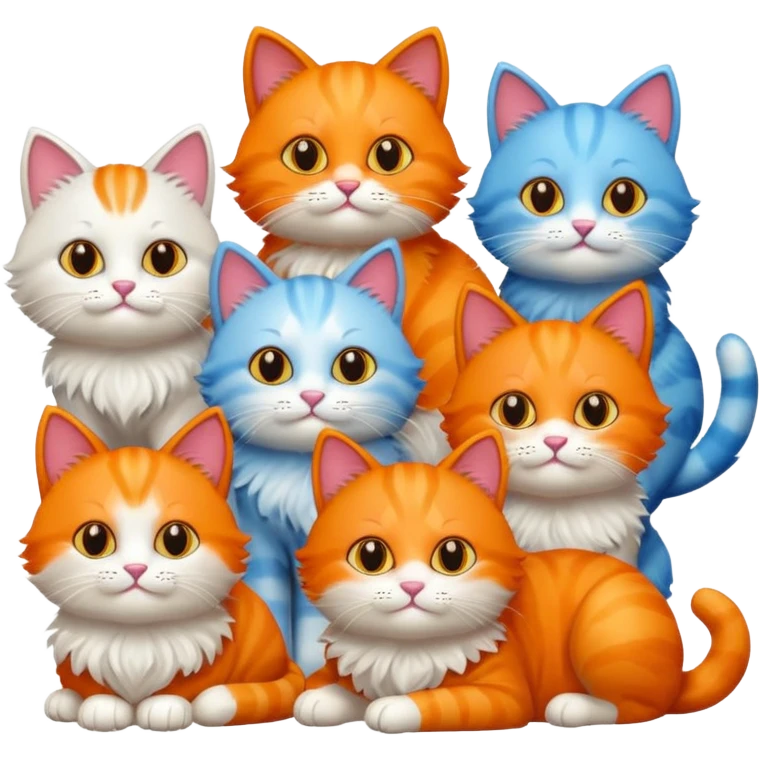 6 different colour cats only 1 orange emoji