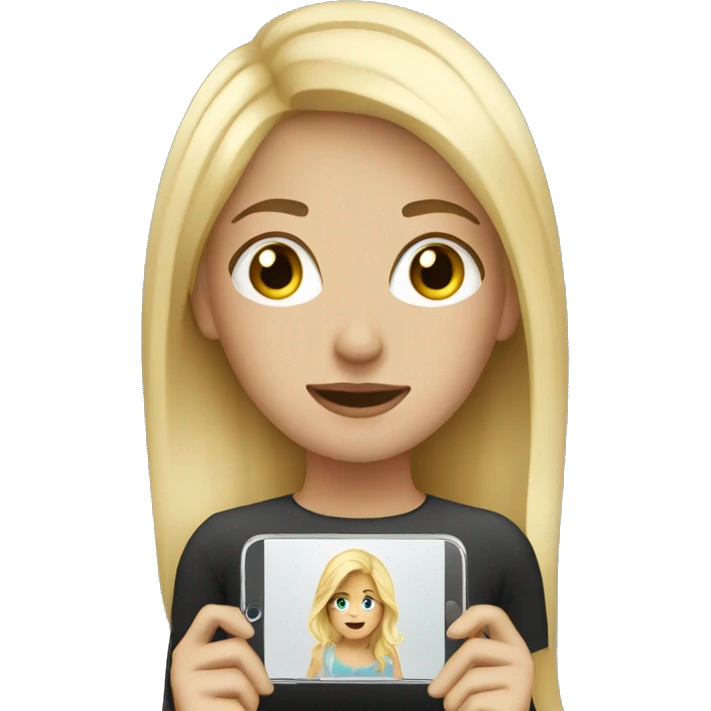 Blonde haired girl with IPhone  emoji