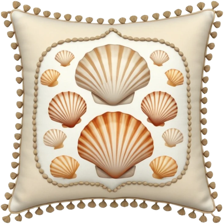Seashells patterned pillow with tassels emoji