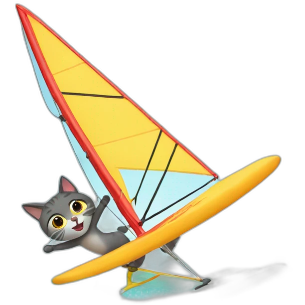Cat doing windsurfing emoji